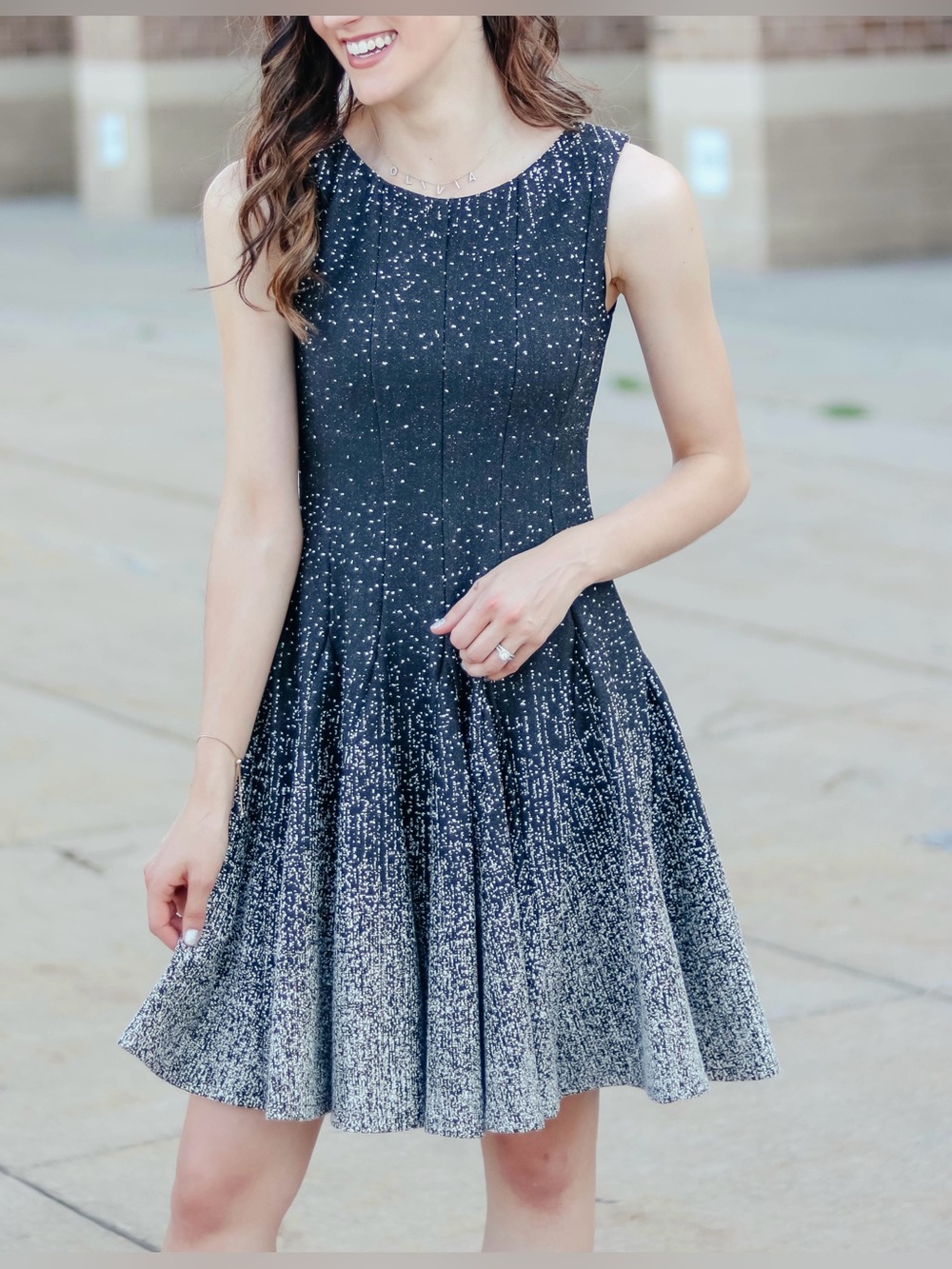 Eliza J - Black and White Fit-and-Flare Sleeveless Dress - Size 2